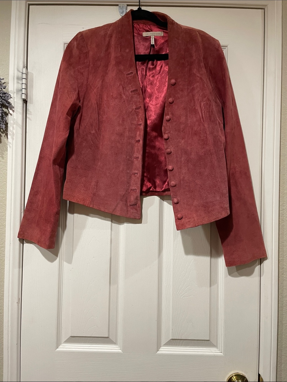 Women's Suede Button-Front Blazer in Dusty Rose